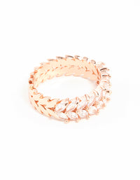 Rose Gold Plated Cubic Zirconia Navette Ring - link has visual effect only