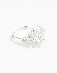 Silver Cubic Zirconia Navette Ring - link has visual effect only