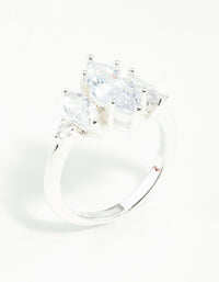 Silver Cubic Zirconia Navette Ring - link has visual effect only