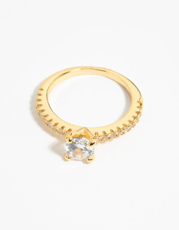 Gold Plated Cubic Zirconia Solitare Ring