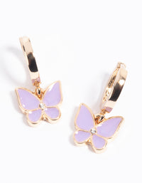 Purple Butterfly Huggie Hoop Earrings - link has visual effect only