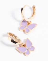 Purple Butterfly Huggie Hoop Earrings - link has visual effect only