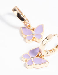 Purple Butterfly Huggie Hoop Earrings - link has visual effect only