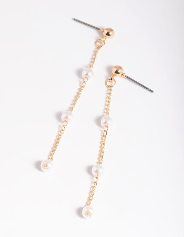 Gold Pearl Drop Earrings