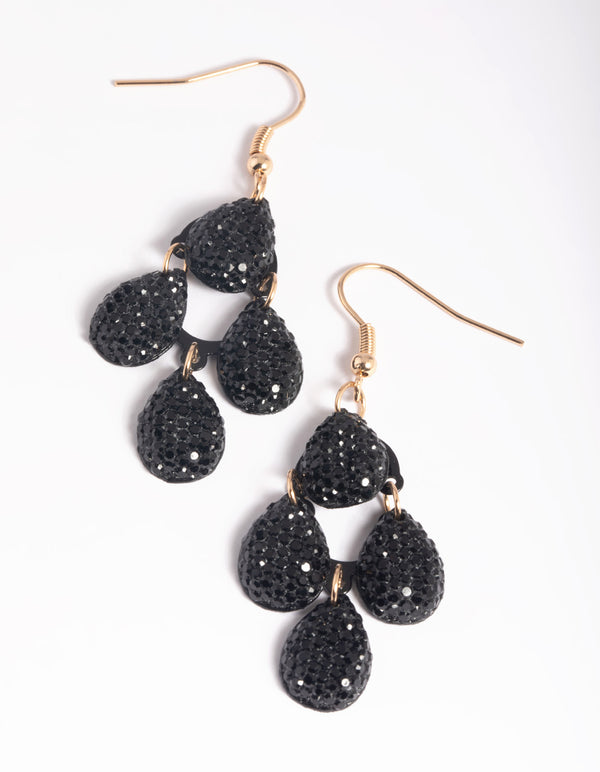 Black Layered Drop Earrings