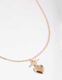 Gold Puffed Heart Fob Necklace - link has visual effect only