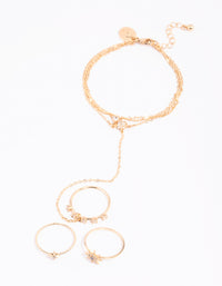 Gold Celestial Ring Hand Chain - link has visual effect only