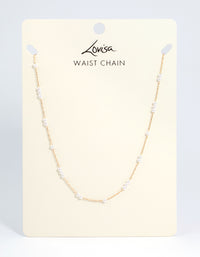 Gold Dainty Pearl Waist Chain - link has visual effect only