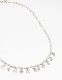 Rhodium Diamond Simulant Teardrop Necklace - link has visual effect only