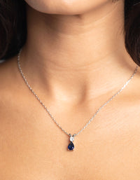 Silver Diamond Simulant Sapphire Necklace - link has visual effect only