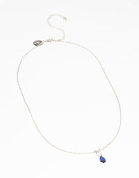 Silver Diamond Simulant Sapphire Necklace - link has visual effect only