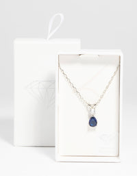 Silver Diamond Simulant Sapphire Necklace - link has visual effect only