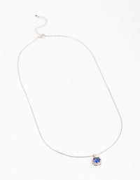 Diamond Simulant Sapphire Halo Necklace - link has visual effect only