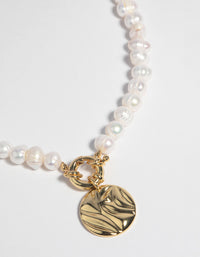 Gold Plated Freshwater Pearl Disc Necklace - link has visual effect only