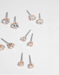 Rose Gold Cubic Zirconia Earring 6-Pack - link has visual effect only