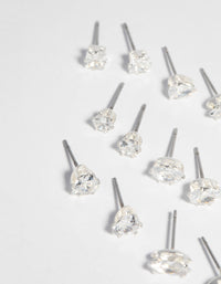 SIlver Cubic Zirconia Stud Earring 6-Pack - link has visual effect only