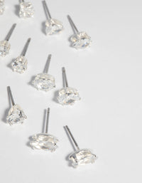 SIlver Cubic Zirconia Stud Earring 6-Pack - link has visual effect only