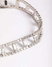 Silver Cubic Zirconia Ladder Bracelet - link has visual effect only