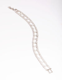 Silver Cubic Zirconia Ladder Bracelet - link has visual effect only