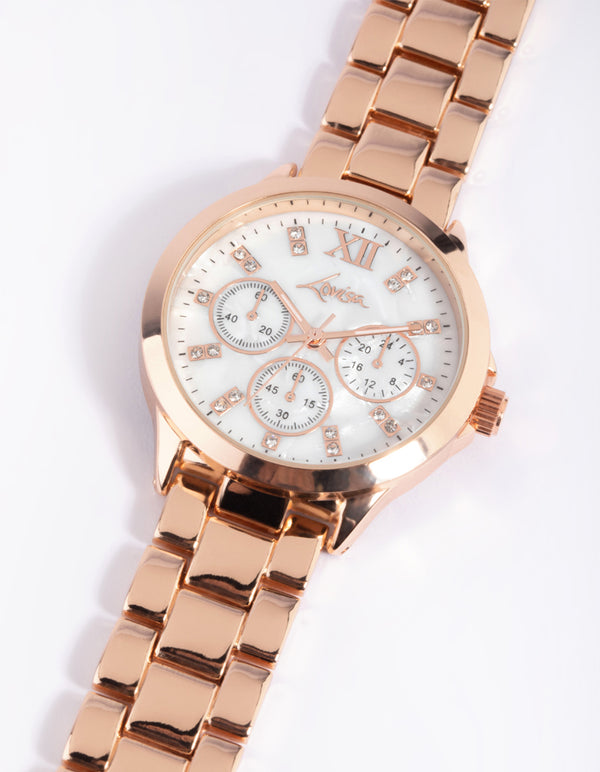 Gold Marble Diamante Watch