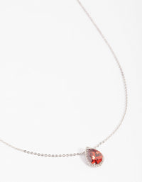 Red Cubic Zirconia Pear Halo Necklace - link has visual effect only