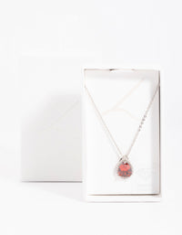 Red Cubic Zirconia Pear Halo Necklace - link has visual effect only