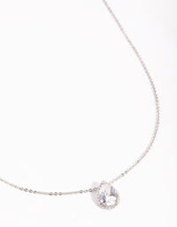 Silver Cubic Zirconia Pear Halo Necklace - link has visual effect only