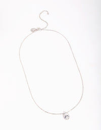 Silver Cubic Zirconia Pear Halo Necklace - link has visual effect only