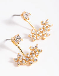 Gold Plated Brass Cubic Zirconia Flower Jacket Earrings - link has visual effect only