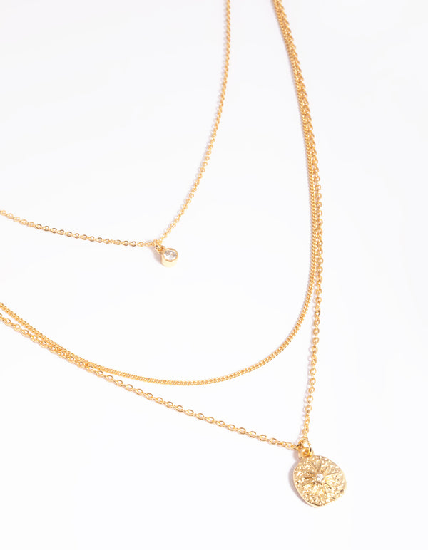 Gold Plated Celestial Layered Necklace