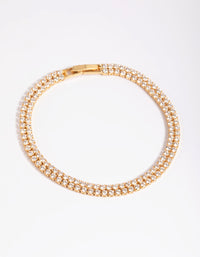 Gold Plated Cubic Zirconia Layered Bracelet - link has visual effect only