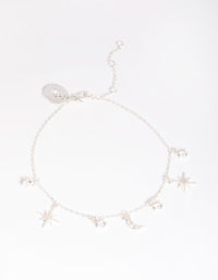 Silver Plated Brass  Celestial Star Charm Bracelet - link has visual effect only