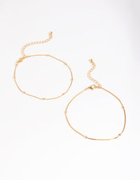 Gold Plated Brass Cubic Zirconia Ball Anklet - link has visual effect only