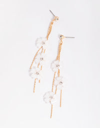 Gold Floating Flower Drop Earrings - link has visual effect only