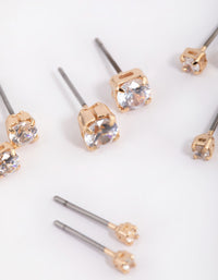 Gold Diamante Stud Earring 5-Pack - link has visual effect only