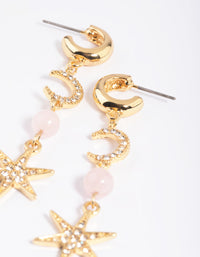 Gold Plated Semi-Precious Celestial Drop Earrings - link has visual effect only