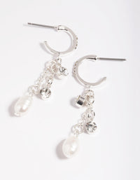 Silver Plated Freshwater Pearl Chain Drop Earrings - link has visual effect only