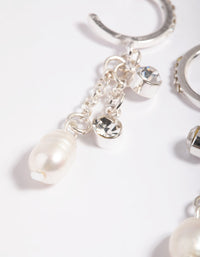 Silver Plated Freshwater Pearl Chain Drop Earrings - link has visual effect only