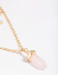 Gold Plated Star & Rose Quartz Layered Necklace - link has visual effect only