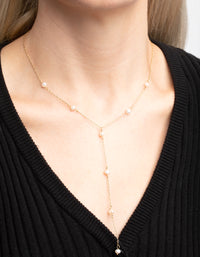 Gold Plated Freshwater Pearl Lariat Necklace - link has visual effect only