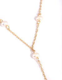 Gold Plated Freshwater Pearl Lariat Necklace - link has visual effect only