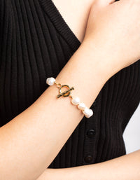 Gold Plated Freshwater Pearl Molten Fob Bracelet - link has visual effect only