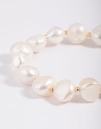 Gold Plated Freshwater Pearl Molten Fob Bracelet - link has visual effect only