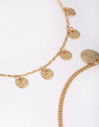 Gold Plated Molten Disc Anklet Set - link has visual effect only