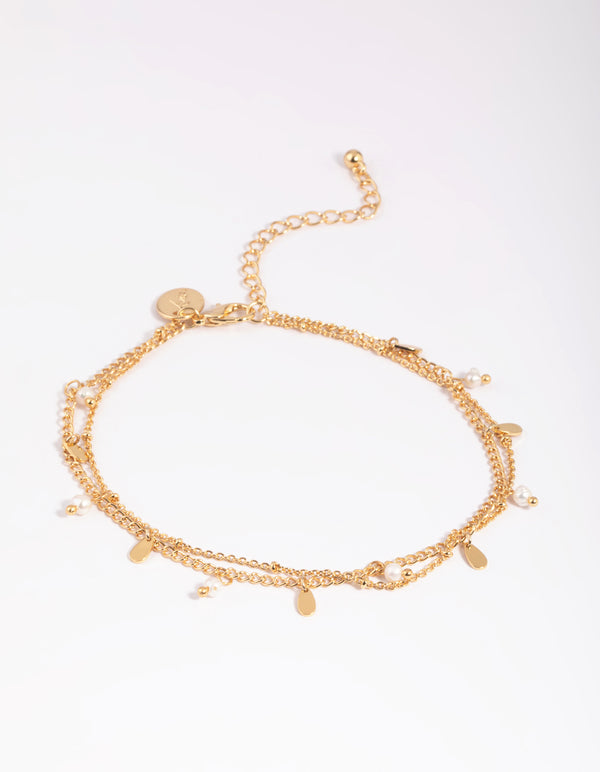 Gold Plated Freshwater Pearl Anklet Set