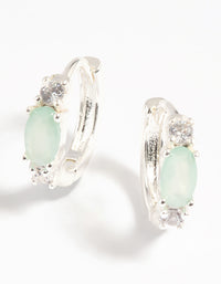 Green Amazonite & Diamante Huggie Hoop Earrings - link has visual effect only