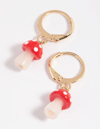 Red Mushroom Huggie Hoop Earrings - link has visual effect only