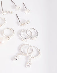 Silver Diamante & Freshwater Pearl Huggie Hoop Earrings - link has visual effect only