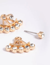 Gold Circular Diamante Jacket Earrings - link has visual effect only