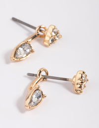 Gold Diamante Jacket Earrings - link has visual effect only